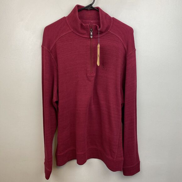 Tommy Bahama sweater Mens m red long sleeve 1/4 zip NWT MSRP $118 - Picture 1 of 10